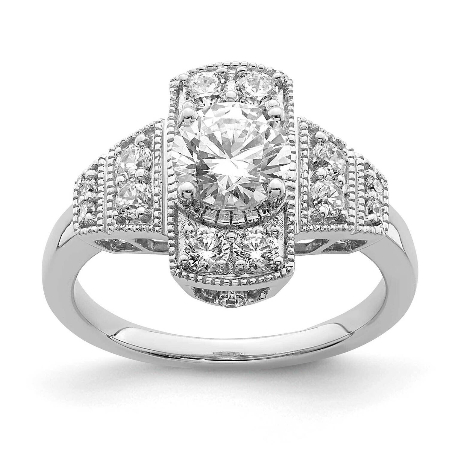 Art Deco Holds 5/8 Carat 5.6mm Round Center 1/3 Carat Diamond Semi-Mount Engagement Ring 14k White …