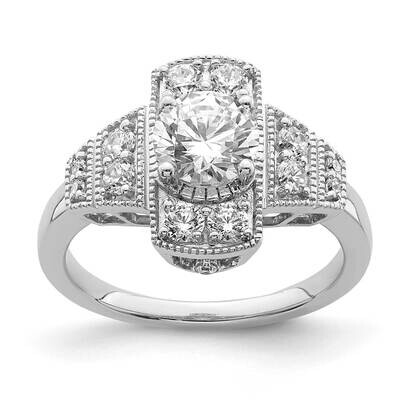 Art Deco Holds 5/8 Carat 5.6mm Round Center 1/3 Carat Diamond Semi-Mount Engagement Ring 14k White …