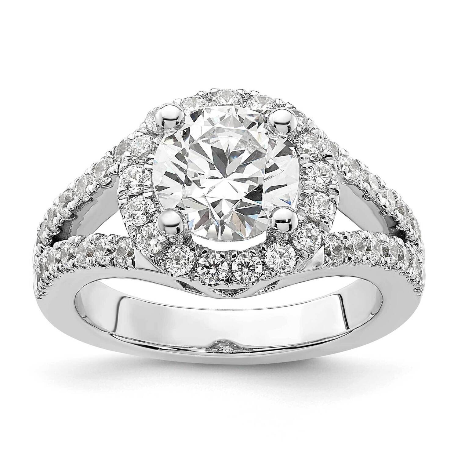 Round Diamond Semi-Mount Halo Engagement Ring 14k White Gold RM2125E-200-WAA, MPN: RM2125E-200-WAA,