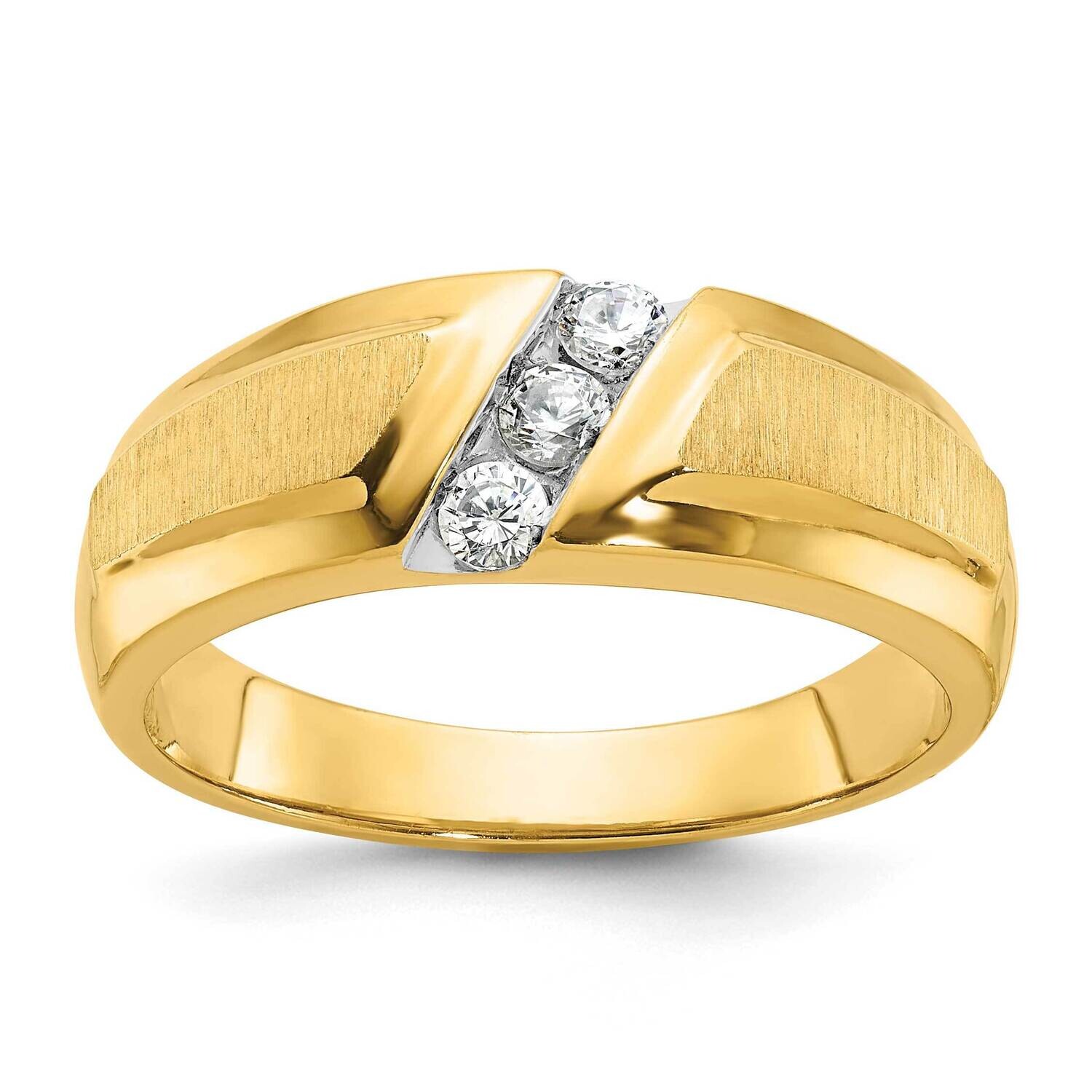 Ibgoodman Men&#39;s Polished Satin 3-Stone Ring Mounting 14k Gold B56699-4Y by IBGoodman, MPN: B56699-4…