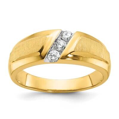Ibgoodman Men&#39;s Polished Satin 3-Stone Ring Mounting 14k Gold B56699-4Y by IBGoodman, MPN: B56699-4…