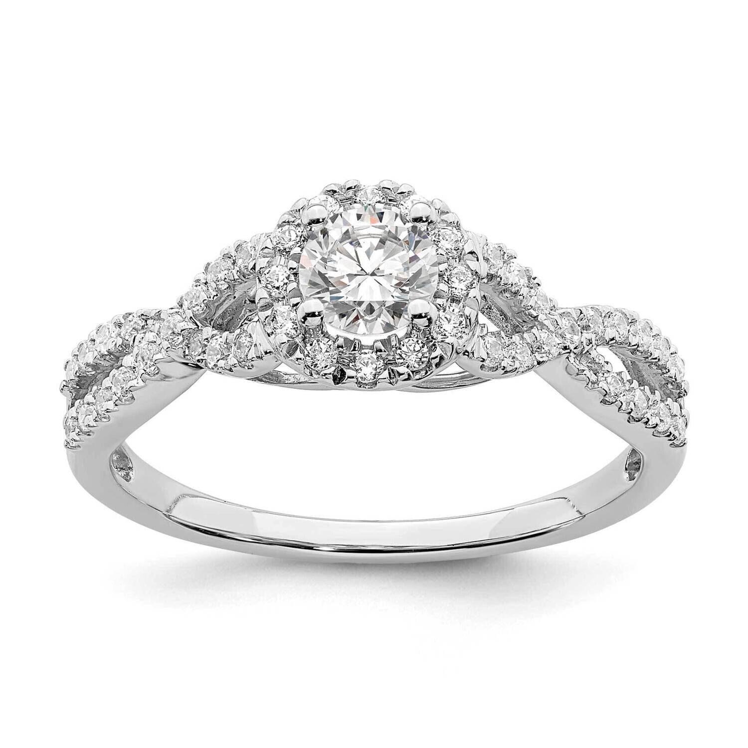 Halo Plus Holds 1/3 Carat 4.5mm Round Center 1/4 Carat Diamond Semi-Mount Engagement Ring 14k White…
