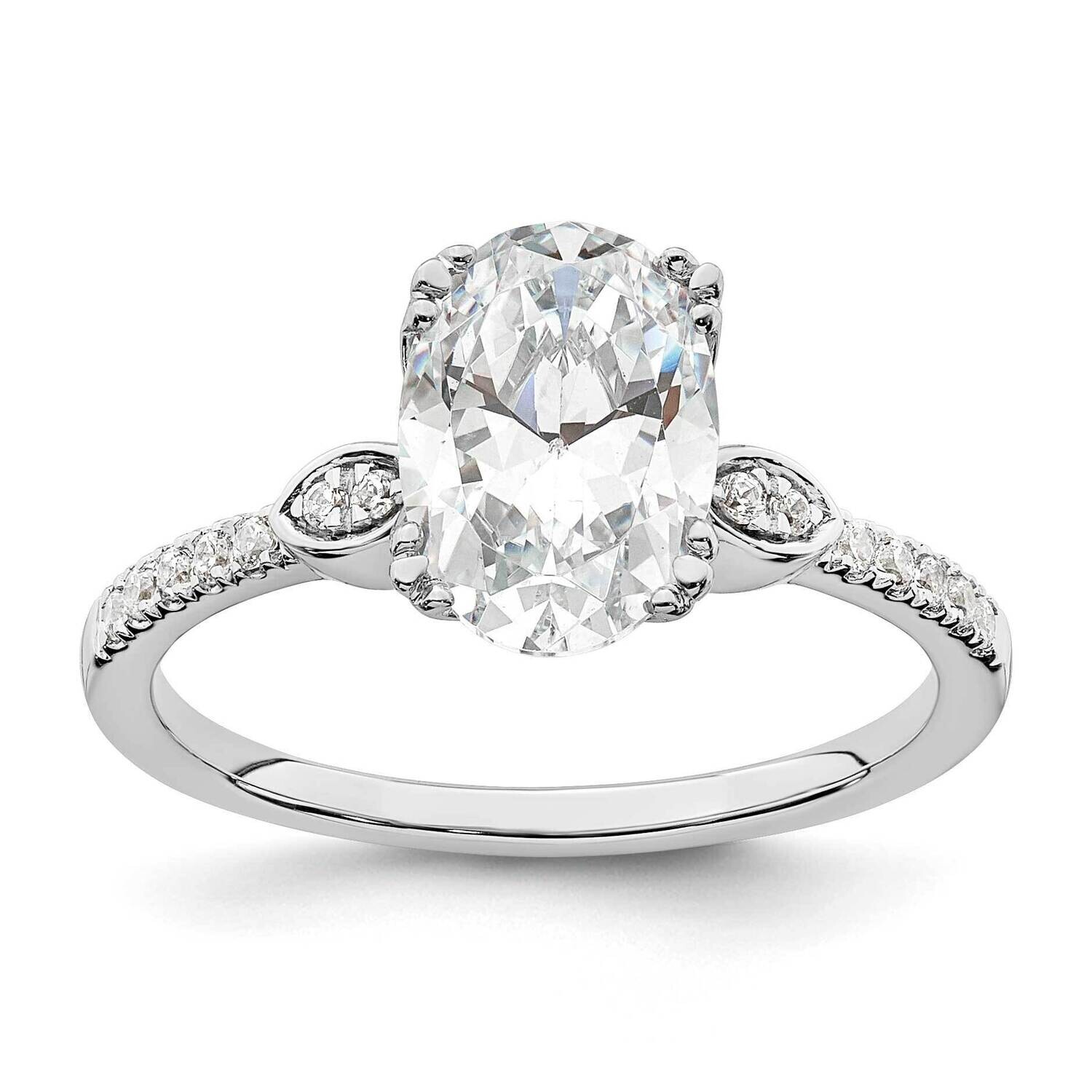 Holds 2 Carat 10X7.5mm Oval Center 1/4 Carat Diamond Semi-Mount Engagement Ring 14k White Gold RM78…