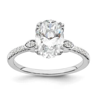Holds 2 Carat 10X7.5mm Oval Center 1/4 Carat Diamond Semi-Mount Engagement Ring 14k White Gold RM78…