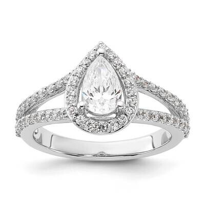 Halo Plus Holds 1 Carat 8X5mm Pear Center 5/8 Carat Diamond Semi-Mount Engagement Ring 14k White Go…