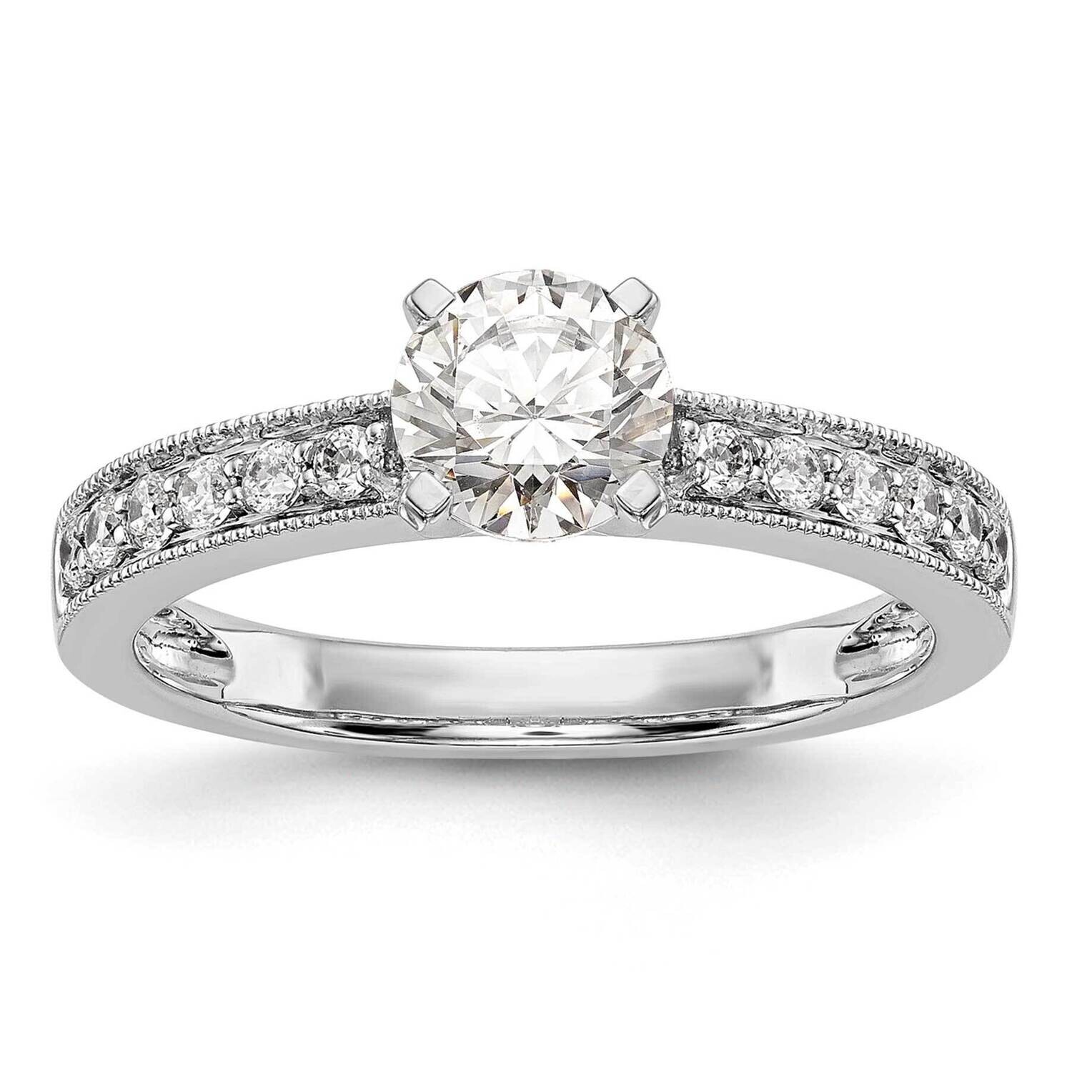 Peg Set 1/4 Carat Diamond Semi-Mount Engagement Ring 14k White Gold RM2878E-024-WAA