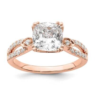 Split Shank Holds 2 Carat 7.6mm Cushion Center 1/4 Carat Diamond Semi-Mount Engagement Ring 14k Ros…