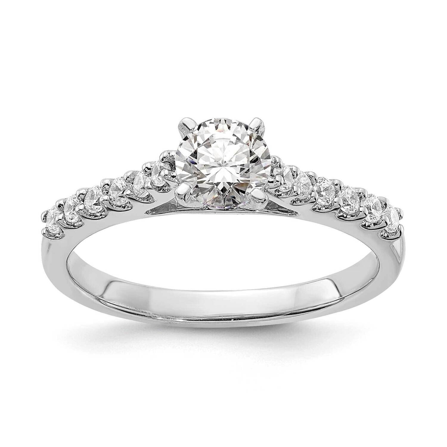Holds 1/2 Carat 5.2mm Round Center 1/4 Carat Diamond Semi-Mount Engagement Ring 14k White Gold RM61…