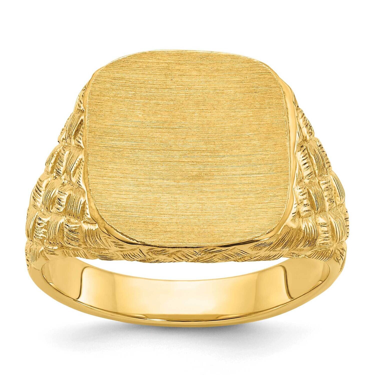 Ibgoodman 14.8X14.8mm Men&#39;s Cushion Signet Ring 14k Gold B58189-4Y by IBGoodman, MPN: B58189-4Y,