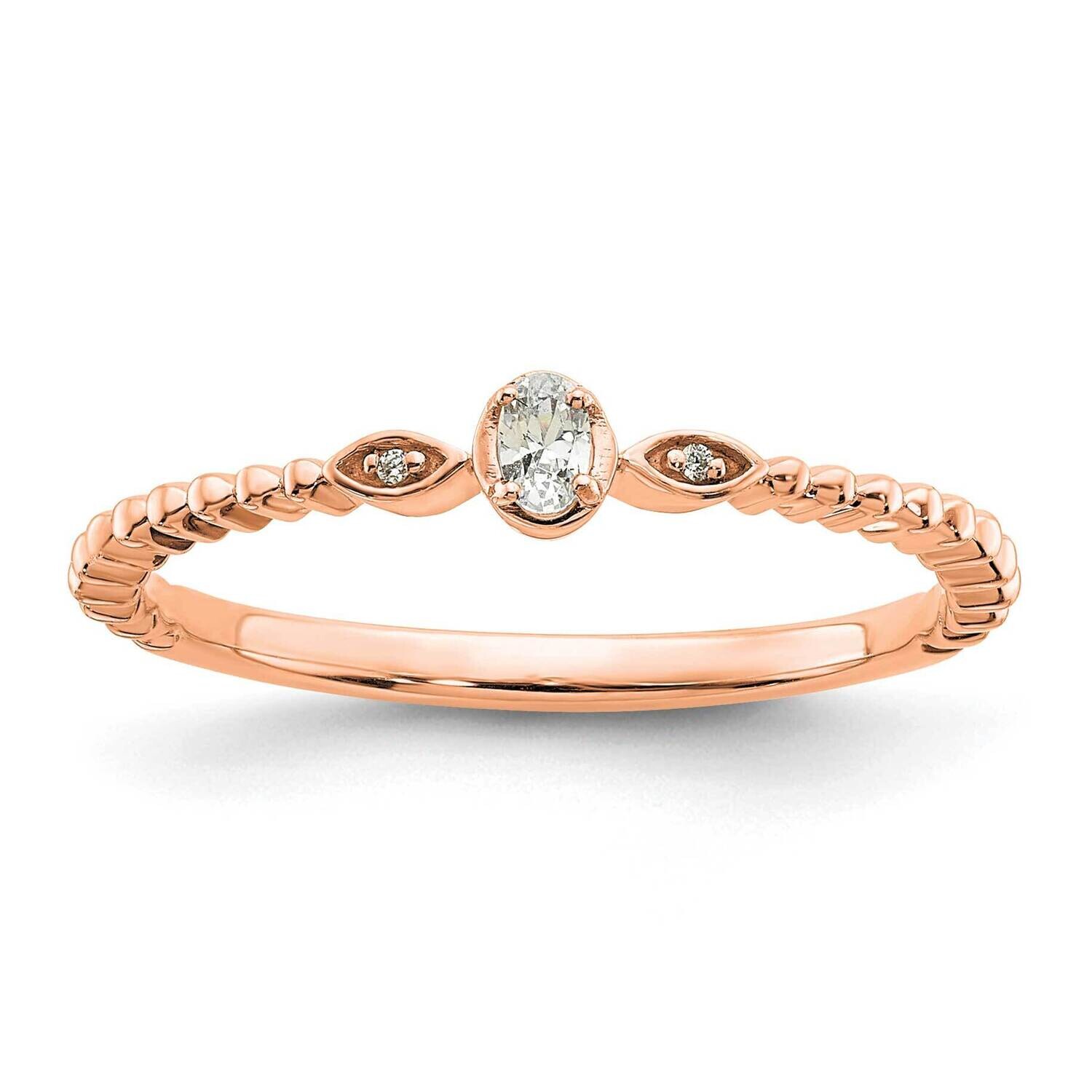 Scalloped BPetite 3-Stone 1/15 Carat Oval Diamond Complete Promise/Engagement Ring 14k Rose Gold RM…