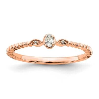 Scalloped BPetite 3-Stone 1/15 Carat Oval Diamond Complete Promise/Engagement Ring 14k Rose Gold RM…