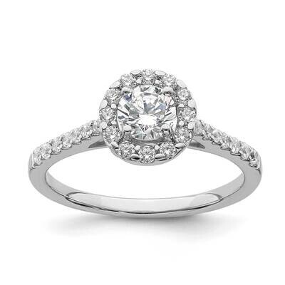 Halo Plus Holds 1/2 Carat 5.2mm Round Center 3/8 Carat Diamond Semi-Mount Engagement Ring 14k White…