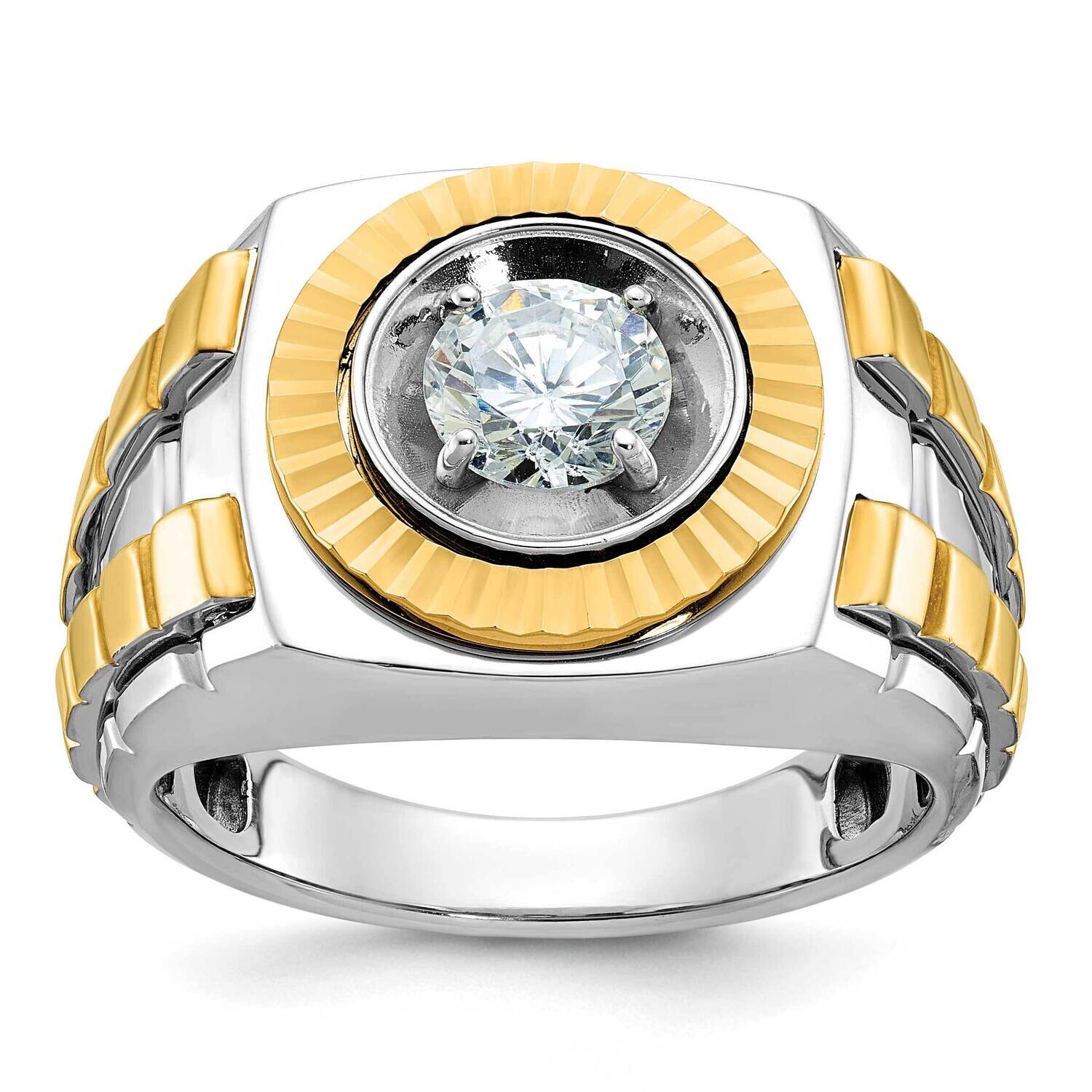 Ibgoodman Men&#39;s Polished Textured Ring Mounting 14k Two-Tone Gold B59186-4WY by IBGoodman, MPN: B59…