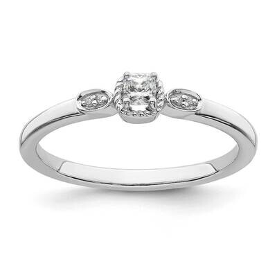 Rope Edge Petite 1/15 Carat Cushion-Cut Diamond Complete Promise/Engagement Ring 14k White Gold RM7…