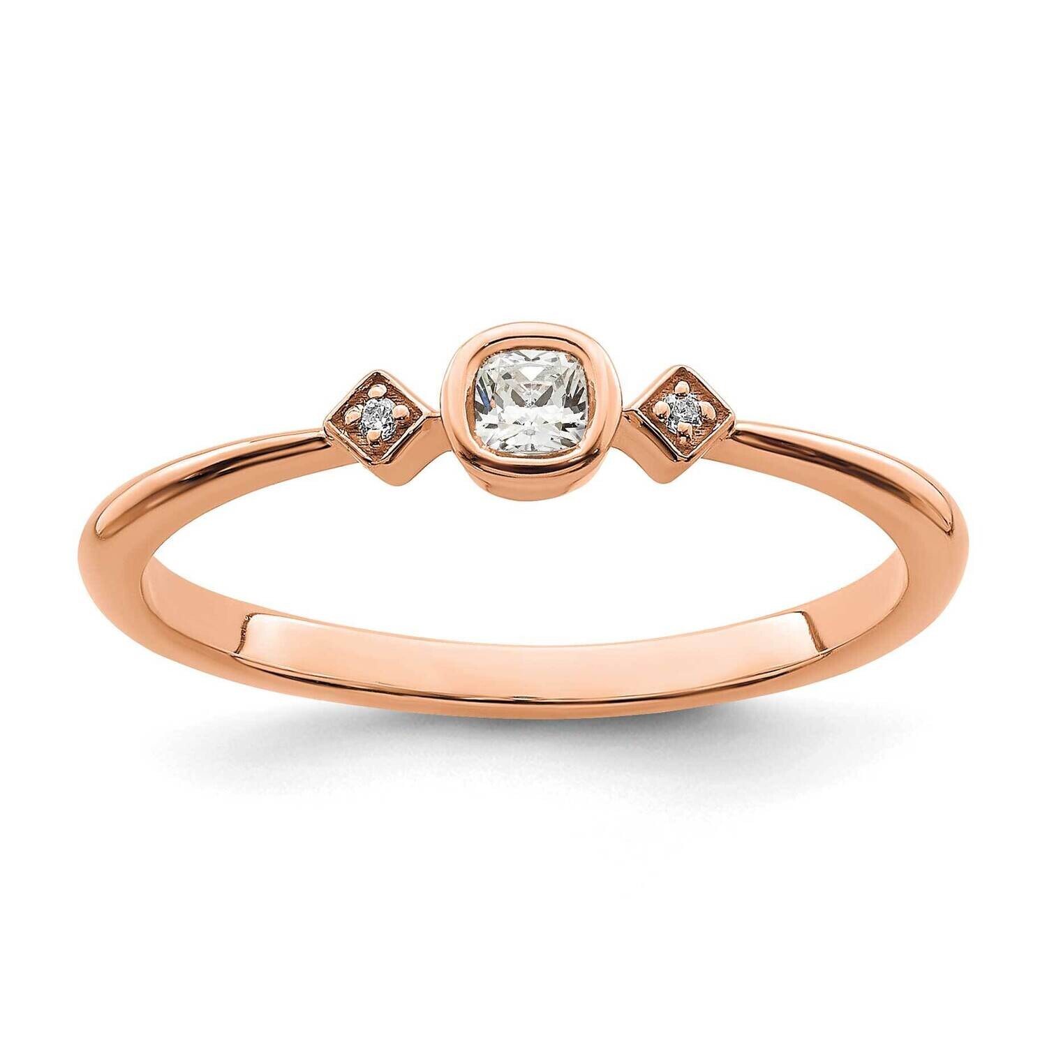 Petite 3-Stone 1/15 Carat Cushion-Cut Diamond Complete Promise/Engagement Ring 14k Rose Gold RM7233…