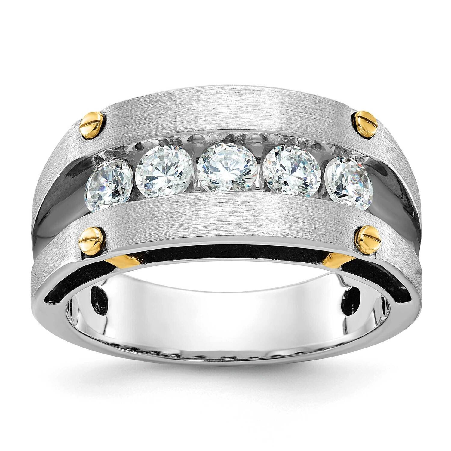 Ibgoodman Men's Polished Satin Diamond Ring Mounting 14k Two-Tone Gold B63782-4WY
