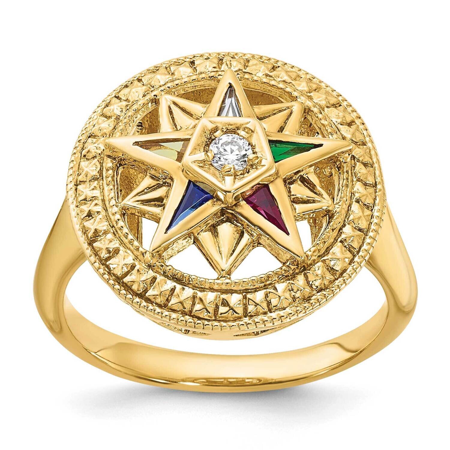 Ibgoodman Women&#39;s Polished Textured Eastern Star Masonic Ring Mounting 14k Gold B02561-4Y by IBGood…