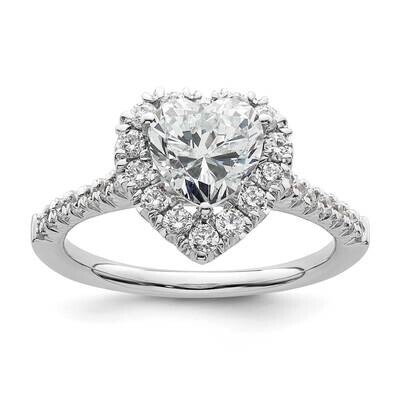 Halo Holds 1.25 Carat 7.1mm Heart Center 1/2 Carat Diamond Semi-Mount Engagement Ring 14k White Gol…