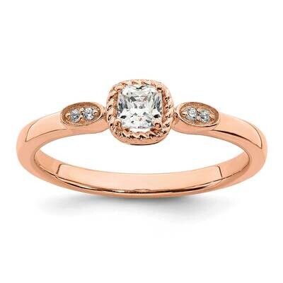 Rope Edge Petite 1/4 Carat Cushion-Cut Diamond Complete Promise/Engagement Ring 14k Rose Gold RM778…