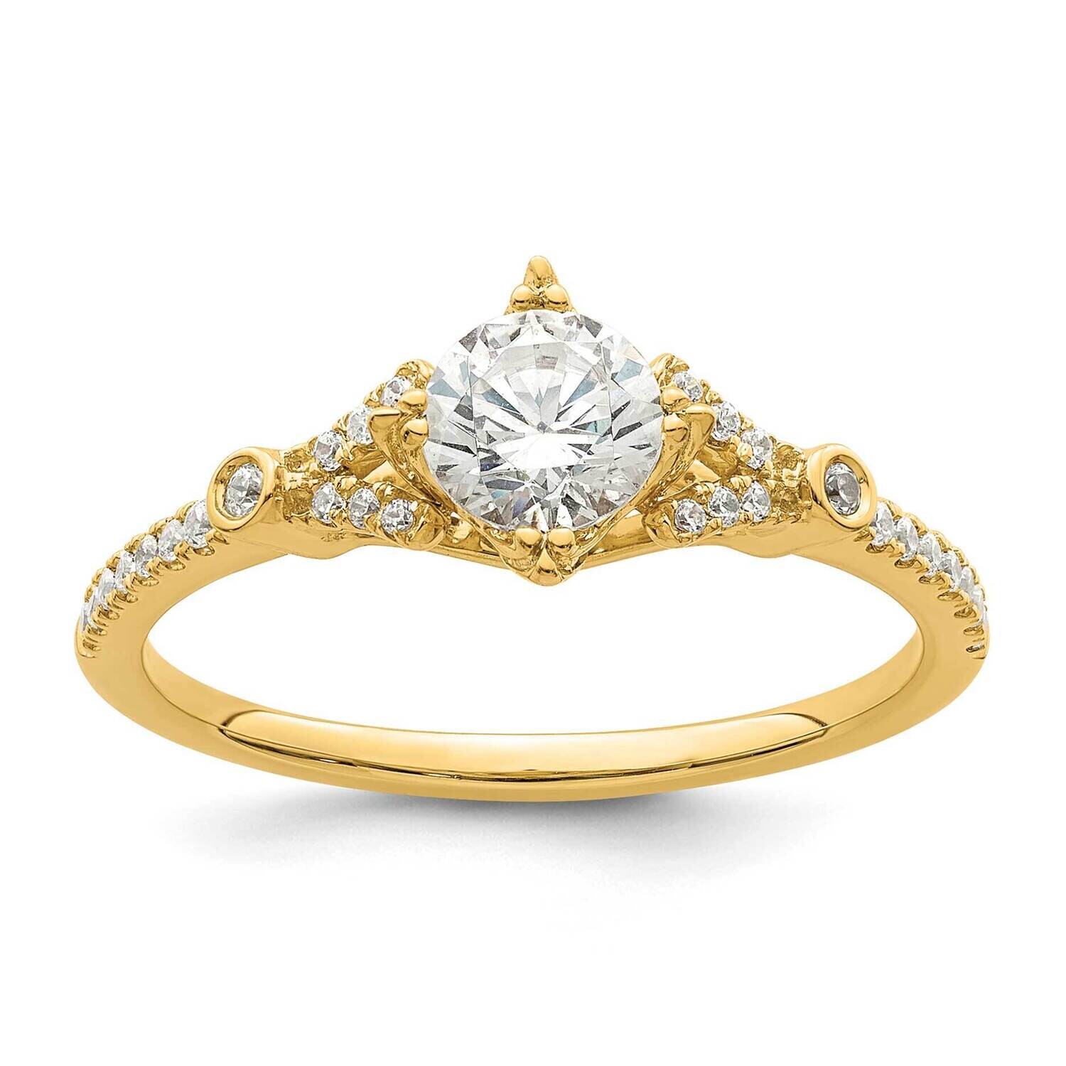 Holds 1/2 Carat 5.2mm Round Center 1/8 Carat Diamond Semi-Mount Engagement Ring 14k Gold RM7834E-050-YAA