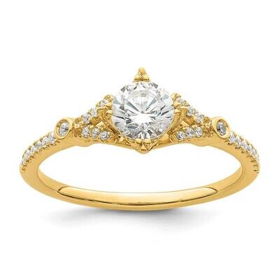 Holds 1/2 Carat 5.2mm Round Center 1/8 Carat Diamond Semi-Mount Engagement Ring 14k Gold RM7834E-05…