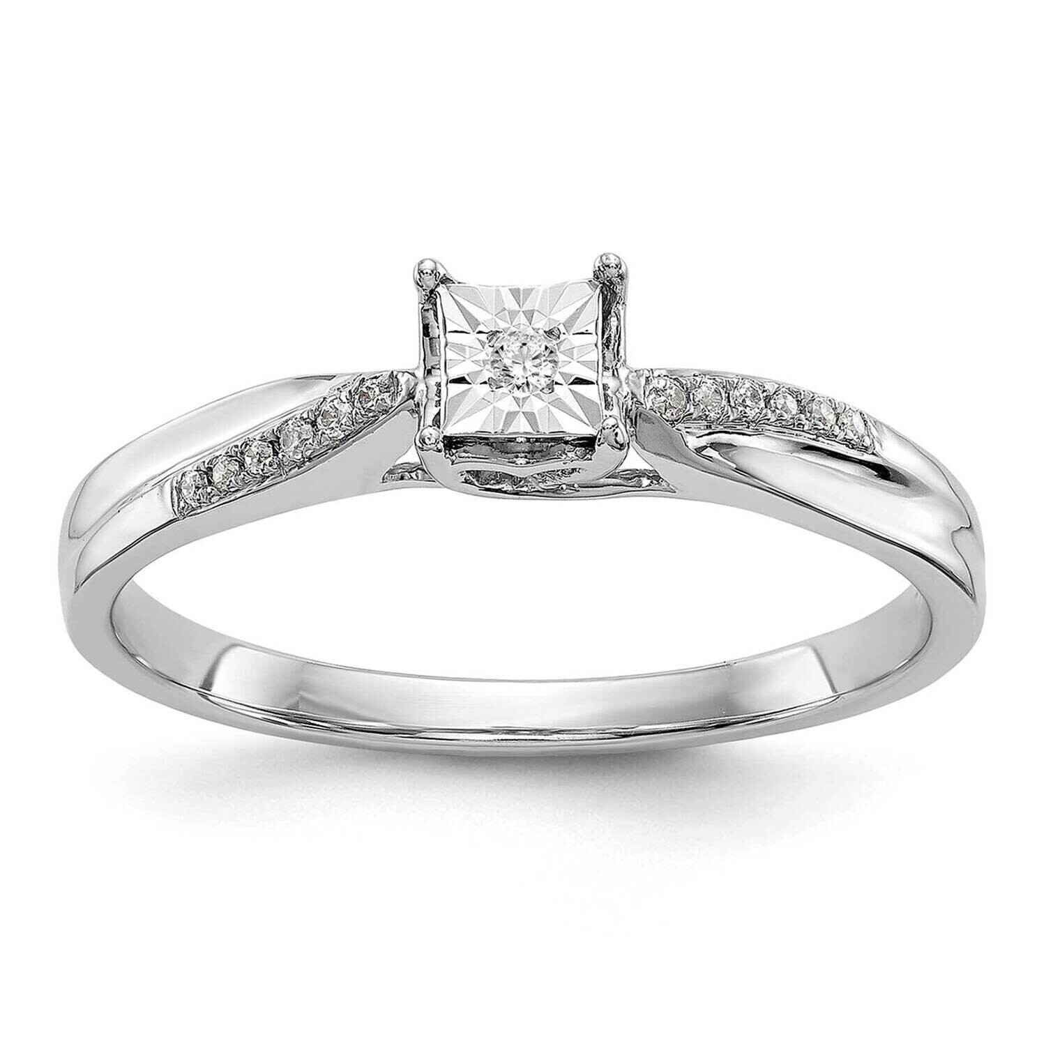 Square Illusion 1/20 Carat Diamond Complete Engagement Ring 10k White Gold RM3143E-008-0WAA, MPN: R…