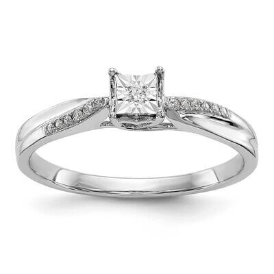 Square Illusion 1/20 Carat Diamond Complete Engagement Ring 10k White Gold RM3143E-008-0WAA, MPN: R…