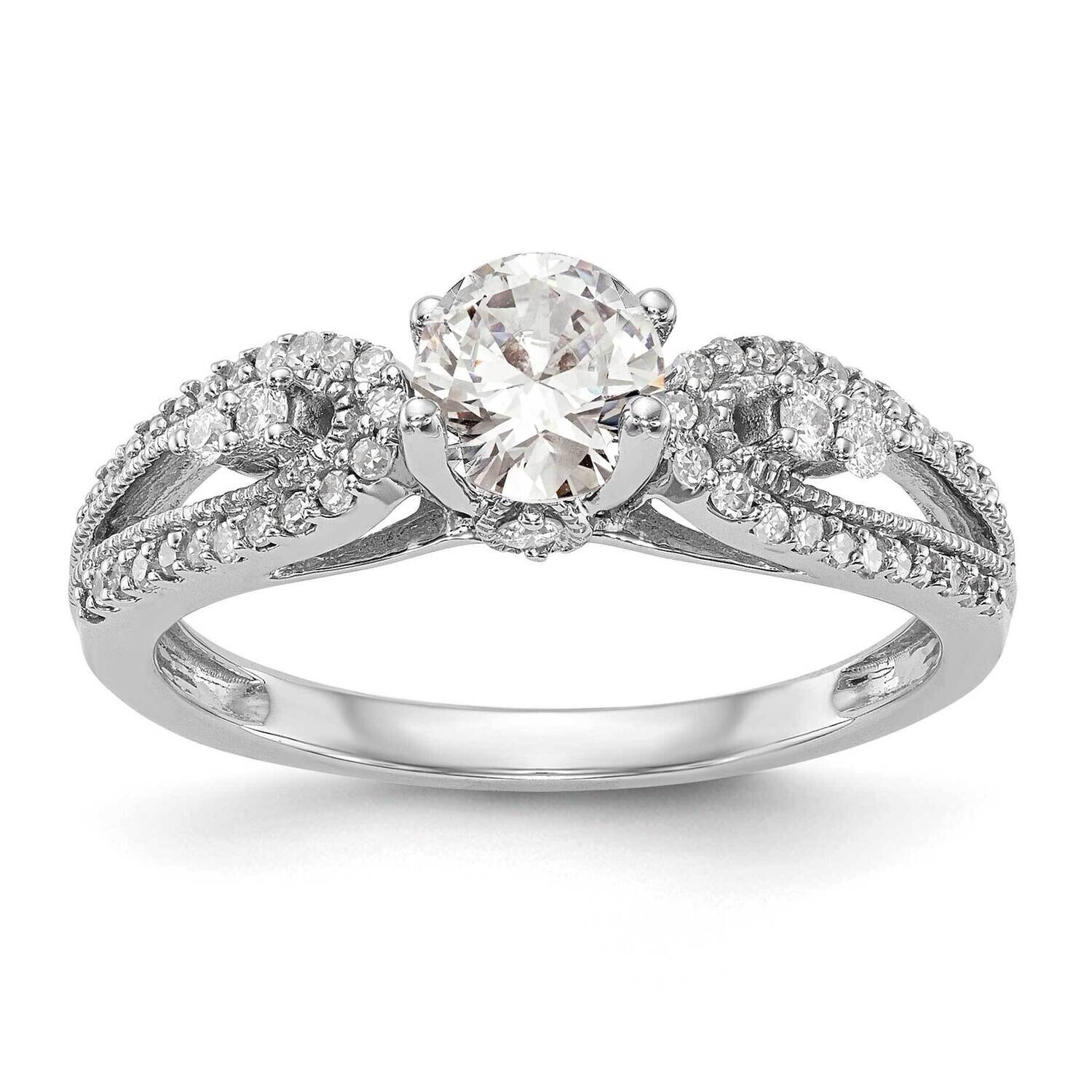 Peg Set 1/4 Carat Diamond Semi-Mount Engagement Ring 14k White Gold RM2806E-025-WAA, MPN: RM2806E-0…