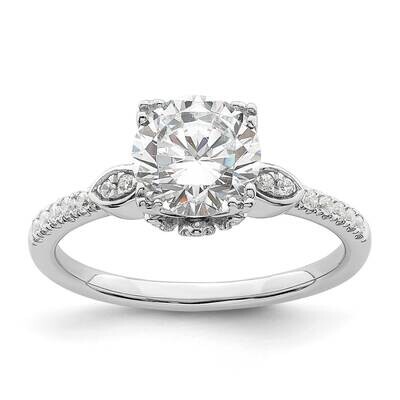 Holds 1.5 Carat 7.5mm Round Center 1/5 Carat Diamond Semi-Mount Engagement Ring 14k White Gold RM78…