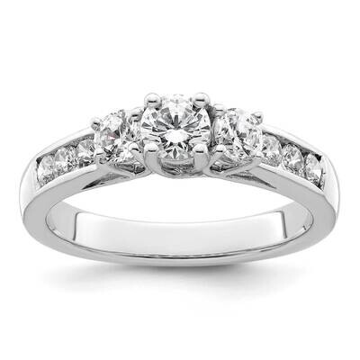 3-Stone Plus Holds 1/3 4.5mm Round Center 2-3.6mm Round Sides Diamond Semi-Mount Engagement Ring 14…