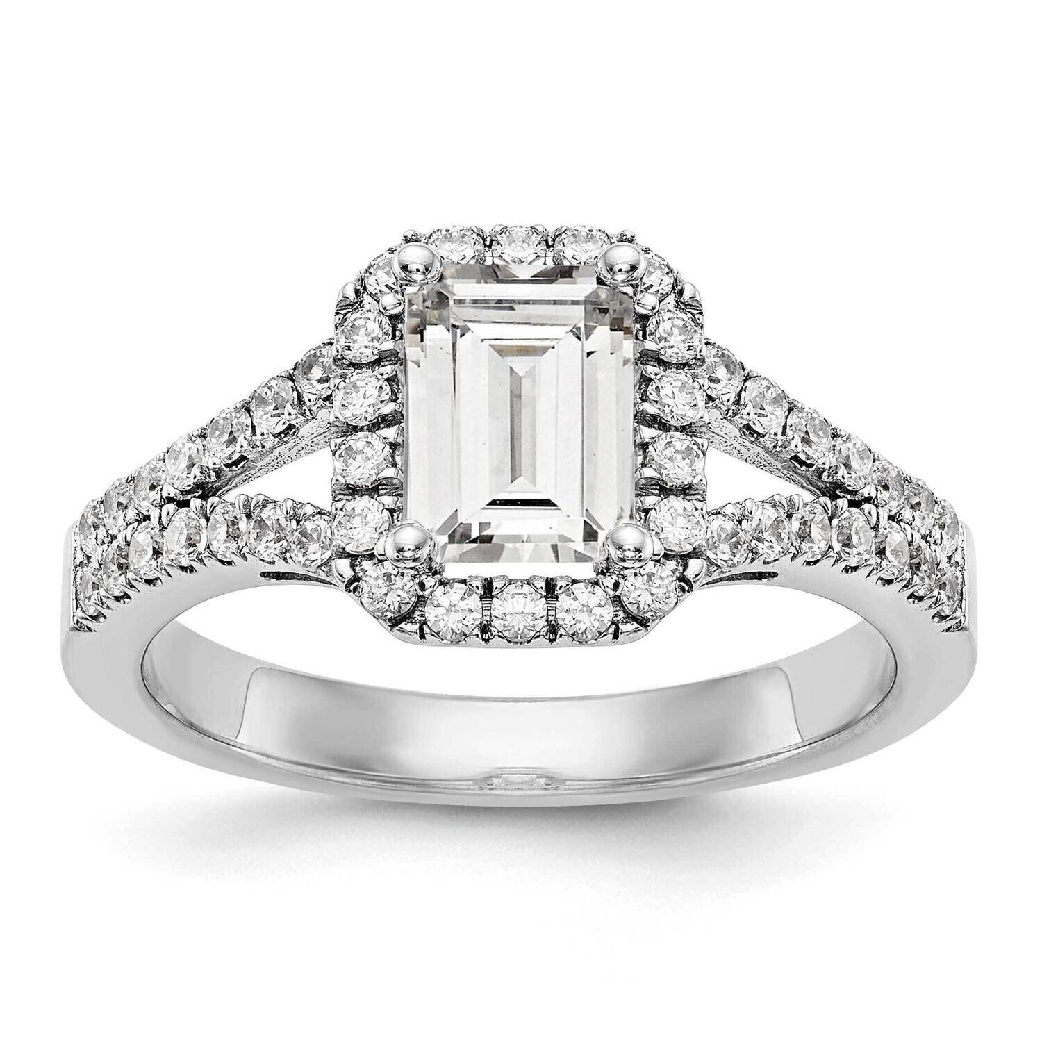 Halo Plus Holds 1 Carat 7.7X5.8mm Emerald-Cut Center 1/2 Carat Diamond Semi-Mount Engagement Ring 1…