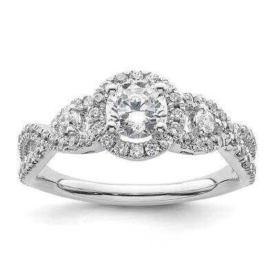 Halo Plus Holds 1/2 Carat 5.2mm Round Center 5/8 Carat Diamond Semi-Mount Engagement Ring 14k White…