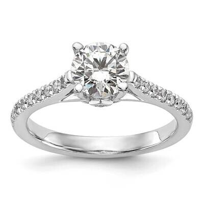 Holds 1 Carat 6.5mm Round Center 1/4 Carat Diamond Semi-Mount Engagement Ring 14k White Gold RM2591…