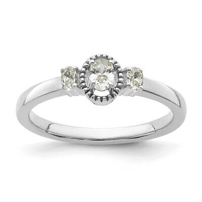 Beaded Edge Petite 3-Stone 1/4 Carat Oval Diamond Complete Promise/Engagement Ring 14k White Gold R…