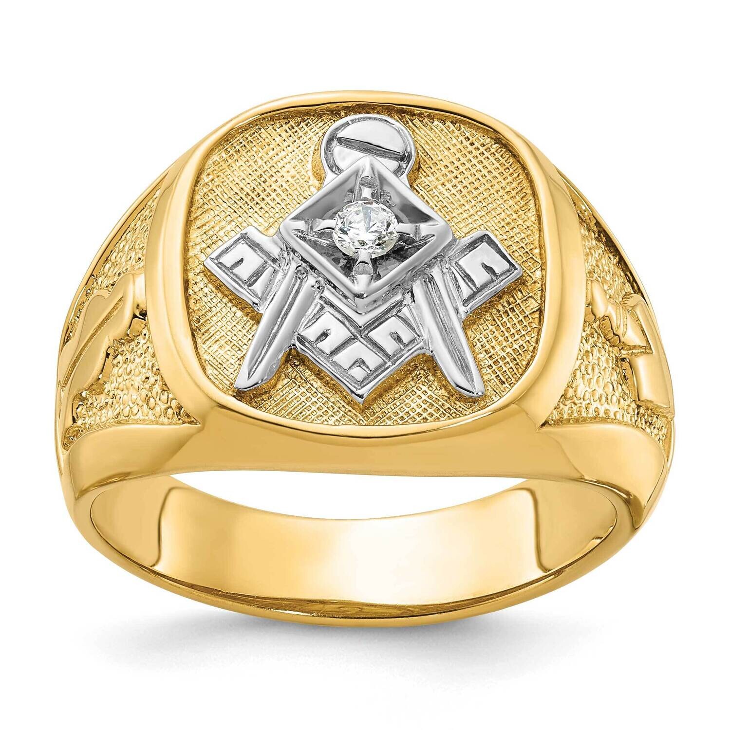 Ibgoodman Men&#39;s Polished Textured Blue Lodge Master Masonic Ring Mounting 14k Gold B02587-4Y by IBG…