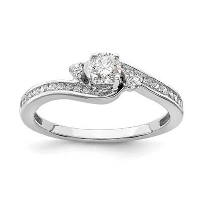 By-Pass Holds 1/4 Carat 4.1mm Round Center 1/4 Carat Diamond Semi-Mount Engagement Ring 14k White G…