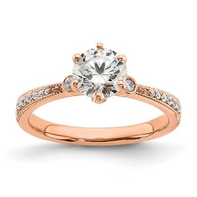 Holds 1 Carat 6.5mm Round Center 1/15 Carat Diamond Semi-Mount Engagement Ring 14k Rose Gold RM7830…