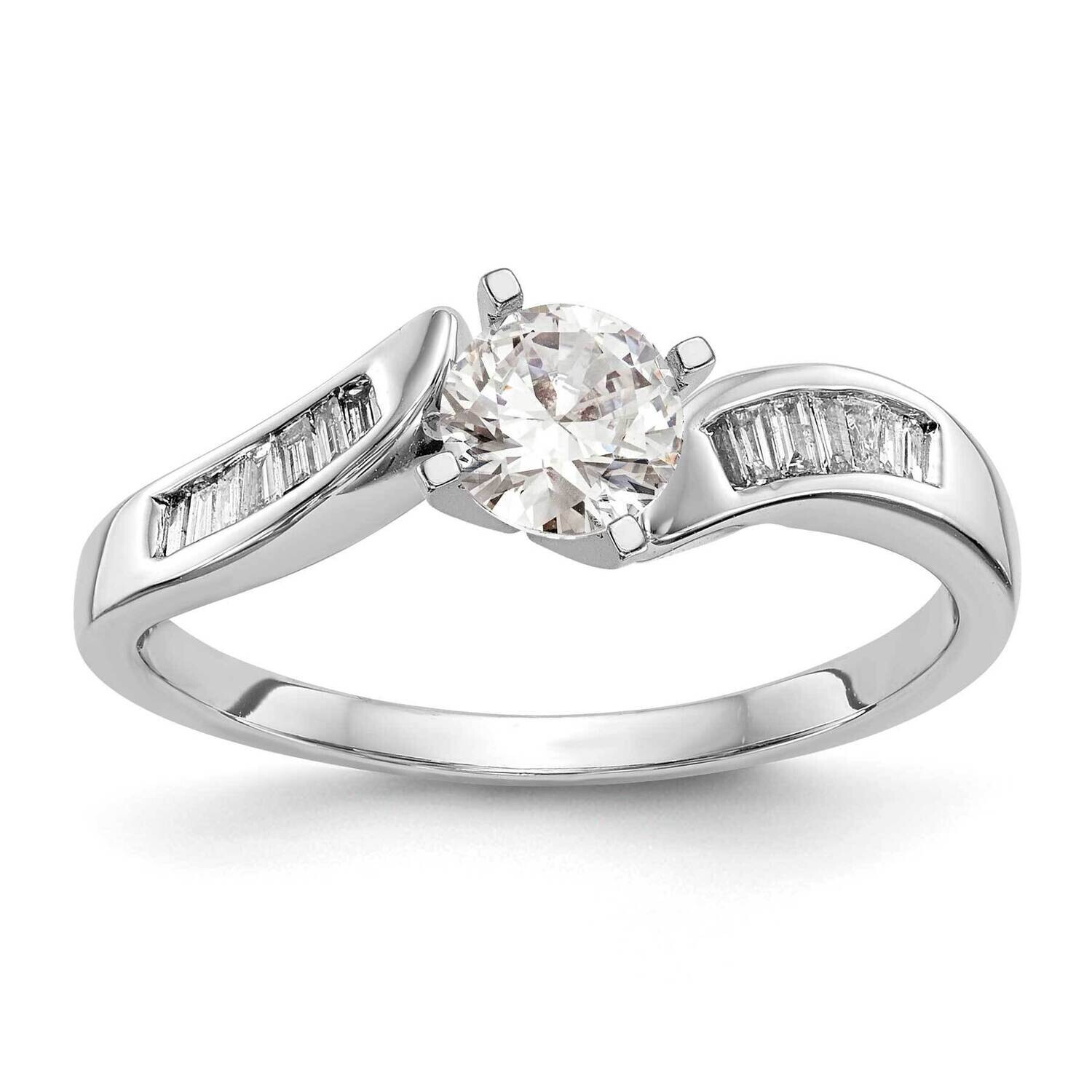 By-Pass Peg Set 1/8 Carat Baguette Diamond Semi-Mount Engagement Ring 14k White Gold RM2509E-013-WA…
