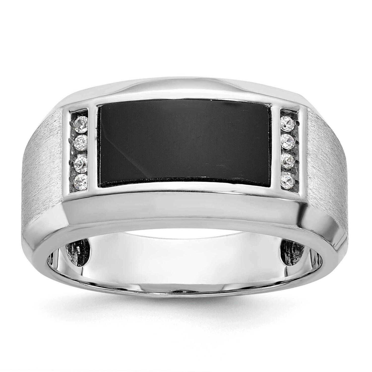 Ibgoodman Men&#39;s Satin Onyx Diamond Ring Mounting 14k White Gold B59132-4W by IBGoodman, MPN: B59132…