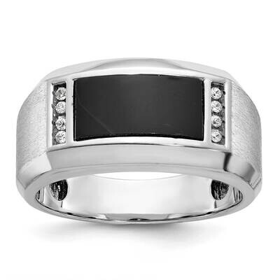 Ibgoodman Men&#39;s Satin Onyx Diamond Ring Mounting 14k White Gold B59132-4W by IBGoodman, MPN: B59132…