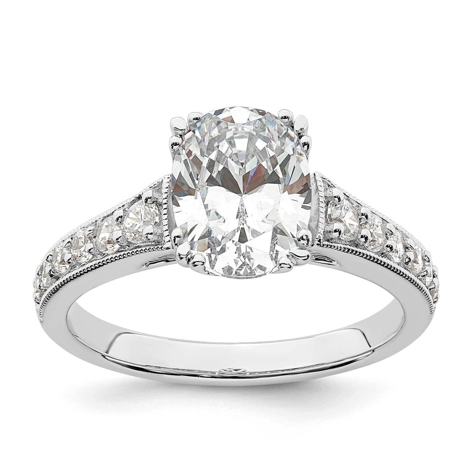Holds 1.5 Carat 9.2X6.9mm Oval Center 1/3 Carat Diamond Semi-Mount Engagement Ring 14k White Gold R…