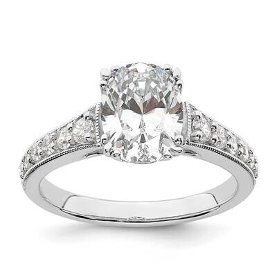 Holds 1.5 Carat 9.2X6.9mm Oval Center 1/3 Carat Diamond Semi-Mount Engagement Ring 14k White Gold R…