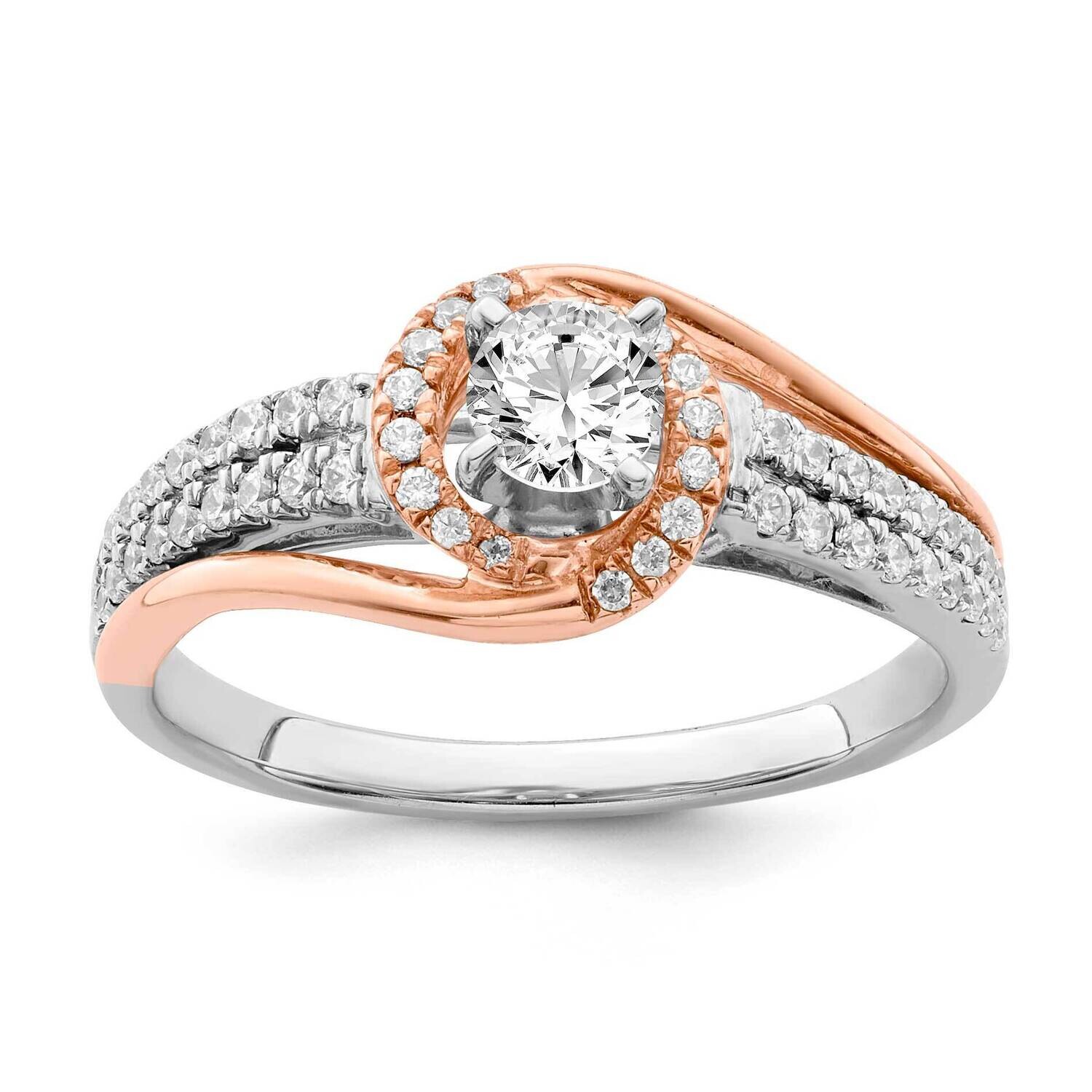 Rose Gold Polished Halo Semi Mount Diamond Ring 14k White Gold RM5898E-SEMI-4WRAA-T, MPN: RM5898E-S…