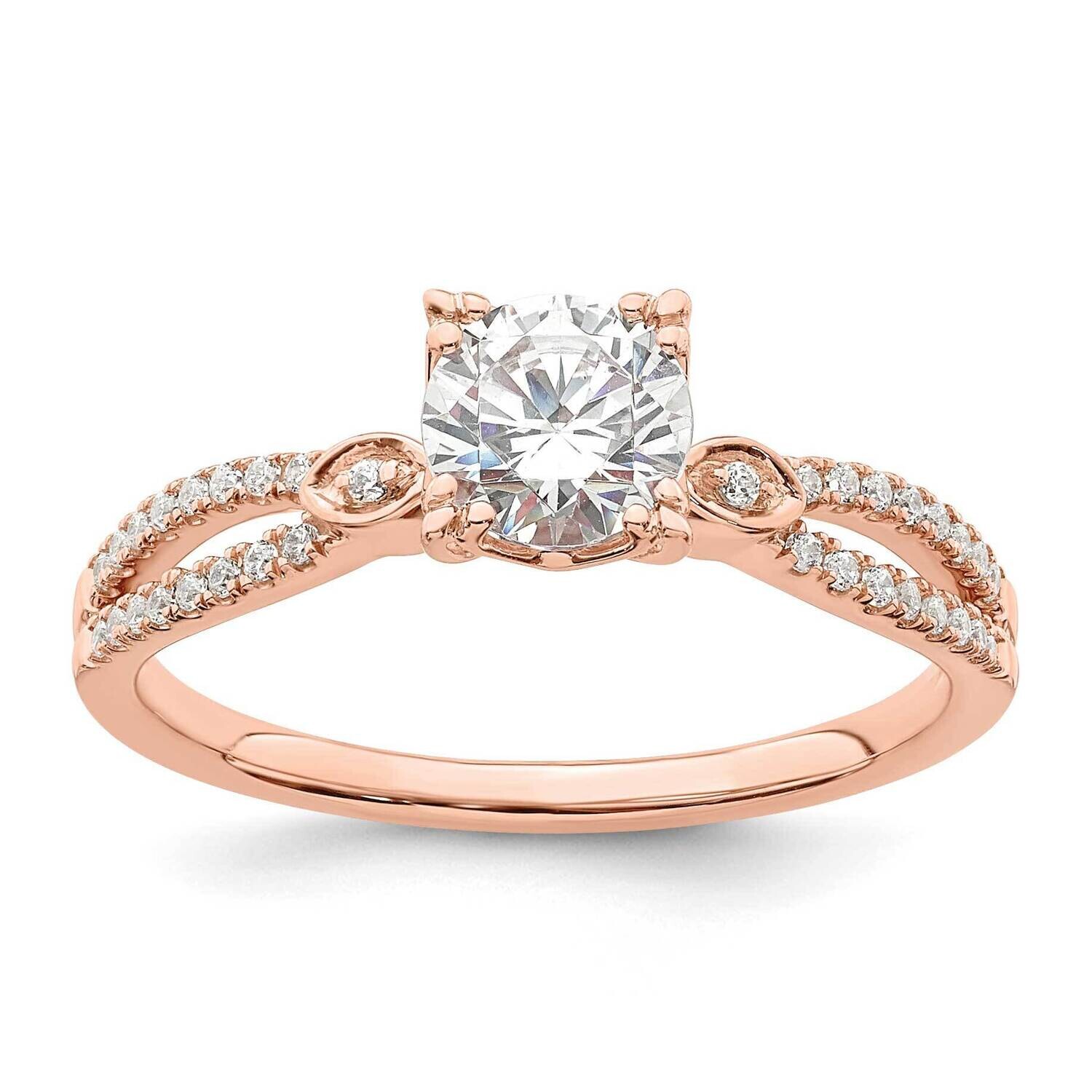 2-Row Holds 3/4 Carat 5.8mm Round Center 1/8 Carat Diamond Semi-Mount Engagment Ring 14k Rose Gold …