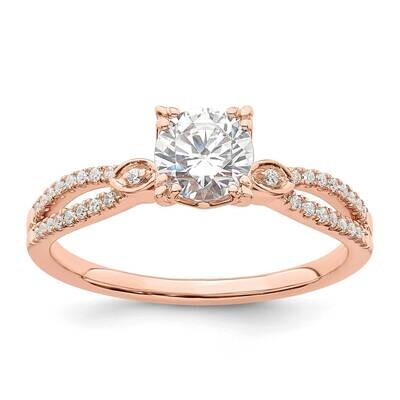 2-Row Holds 3/4 Carat 5.8mm Round Center 1/8 Carat Diamond Semi-Mount Engagment Ring 14k Rose Gold …