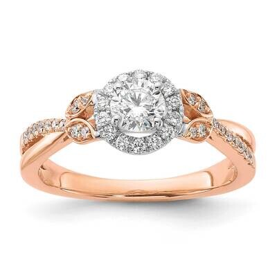 Rose Gold Round Halo Plus 5/8 Carat Diamond Complete Engagement Ring 14k White Gold RM8876E-040-CRW…