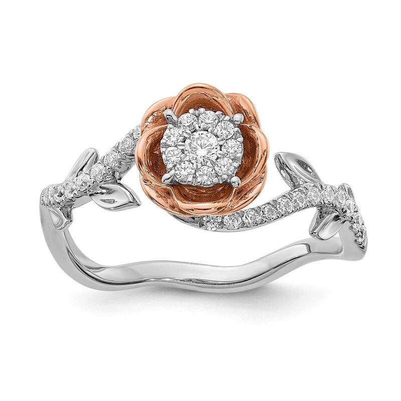 Rose Gold Floral 1/4 Carat Diamond Complete Fashion/Engagement Ring 14k White Gold RM6083E-046-WRAA…