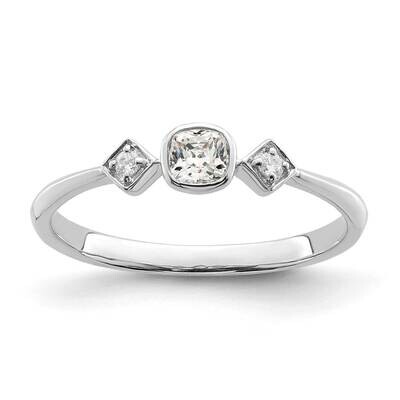 Petite 3-Stone 1/4 Carat Cushion-Cut Diamond Complete Promise/Engagement Ring 14k White Gold RM7233…