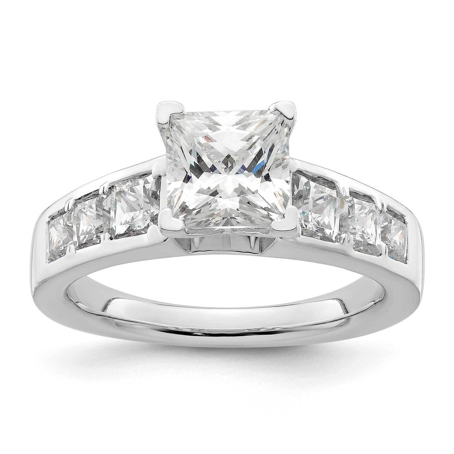 Peg Set 1 Carat Channel-Set Princess Diamond Semi-Mount Engagement Ring 14k White Gold RM2684E-100-WAA