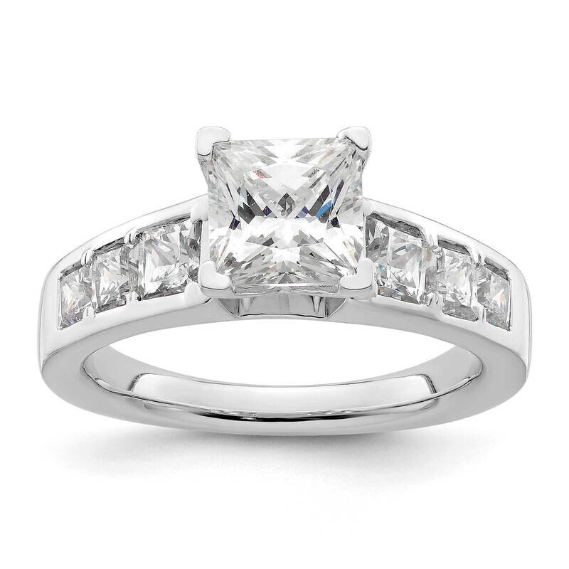 Peg Set 1 Carat Channel-Set Princess Diamond Semi-Mount Engagement Ring 14k White Gold RM2684E-100-…